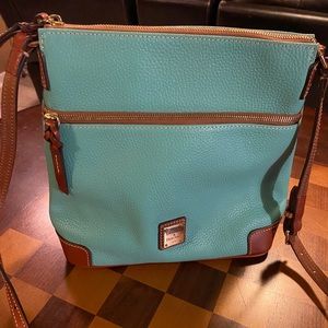 Dooney and Bourke Pebble Grain Leather Crossbody Bag; torquoise/aqua color